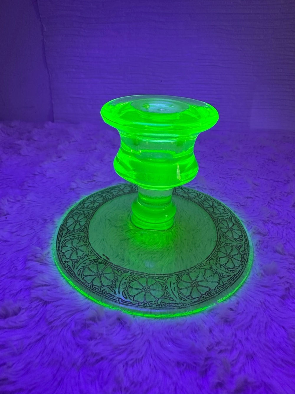 Vintage Uranium Green Glass Candle Stick